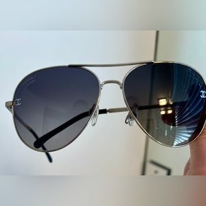 Chanel Women’s Pilot Sunglasses • Classic Silver with iconic Chanel design